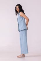 Serena Blue Linen Vest view 4