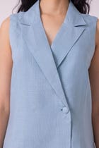 Serena Blue Linen Vest view 7