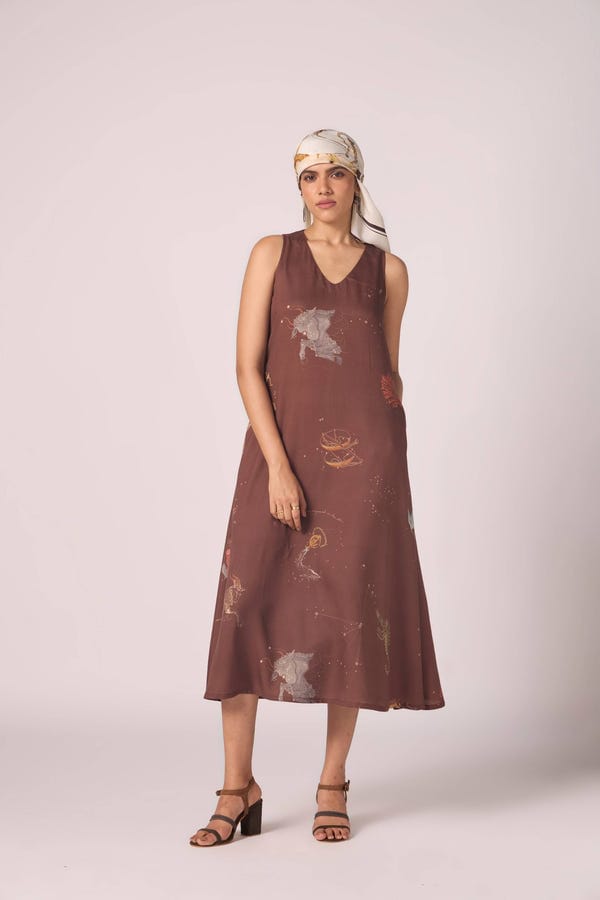 The Summer House — Saira Brown Zodiac Print Maxi Dress
