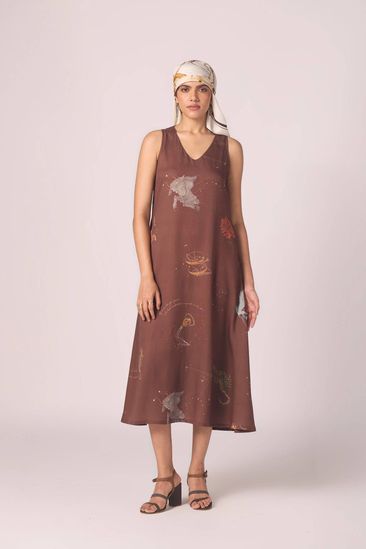 Saira Brown Zodiac Print Maxi Dress - image 12