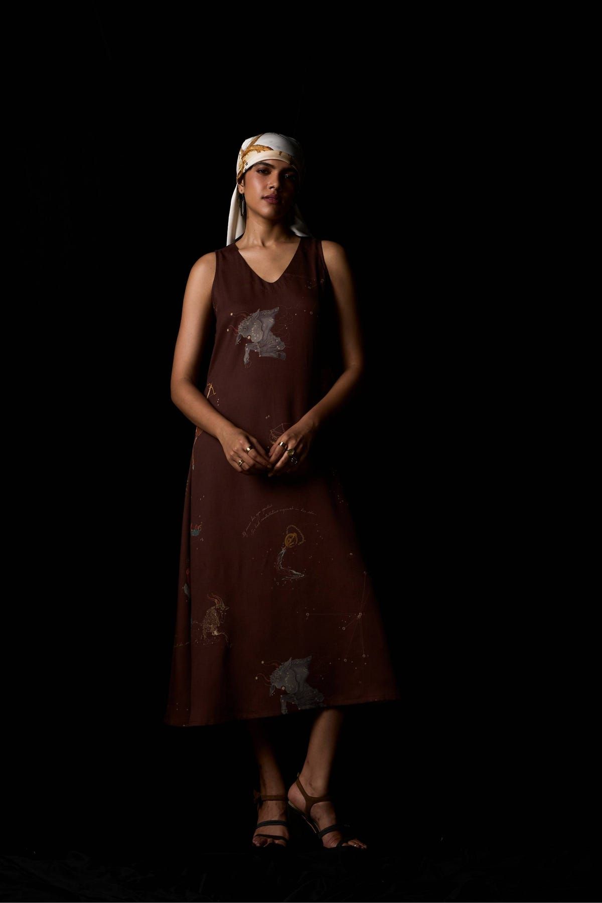 Saira Brown Zodiac Print Maxi Dress - image 14