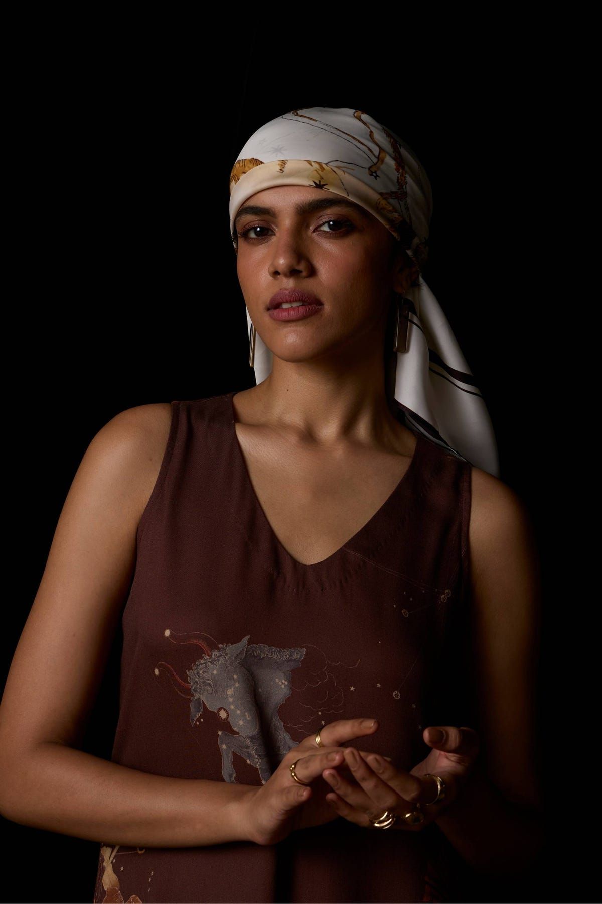 Saira Brown Zodiac Print Maxi Dress - image 15