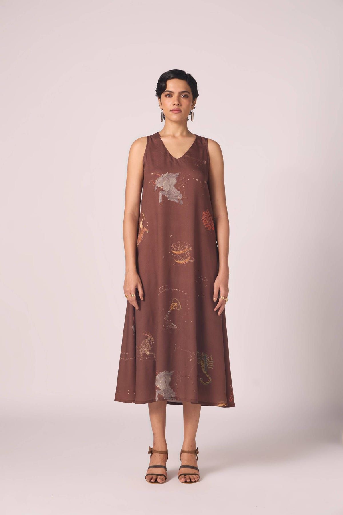 Saira Brown Zodiac Print Maxi Dress - image 3