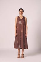 Saira Brown Zodiac Print Maxi Dress view 3