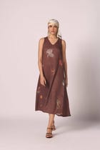 Saira Brown Zodiac Print Maxi Dress view 6