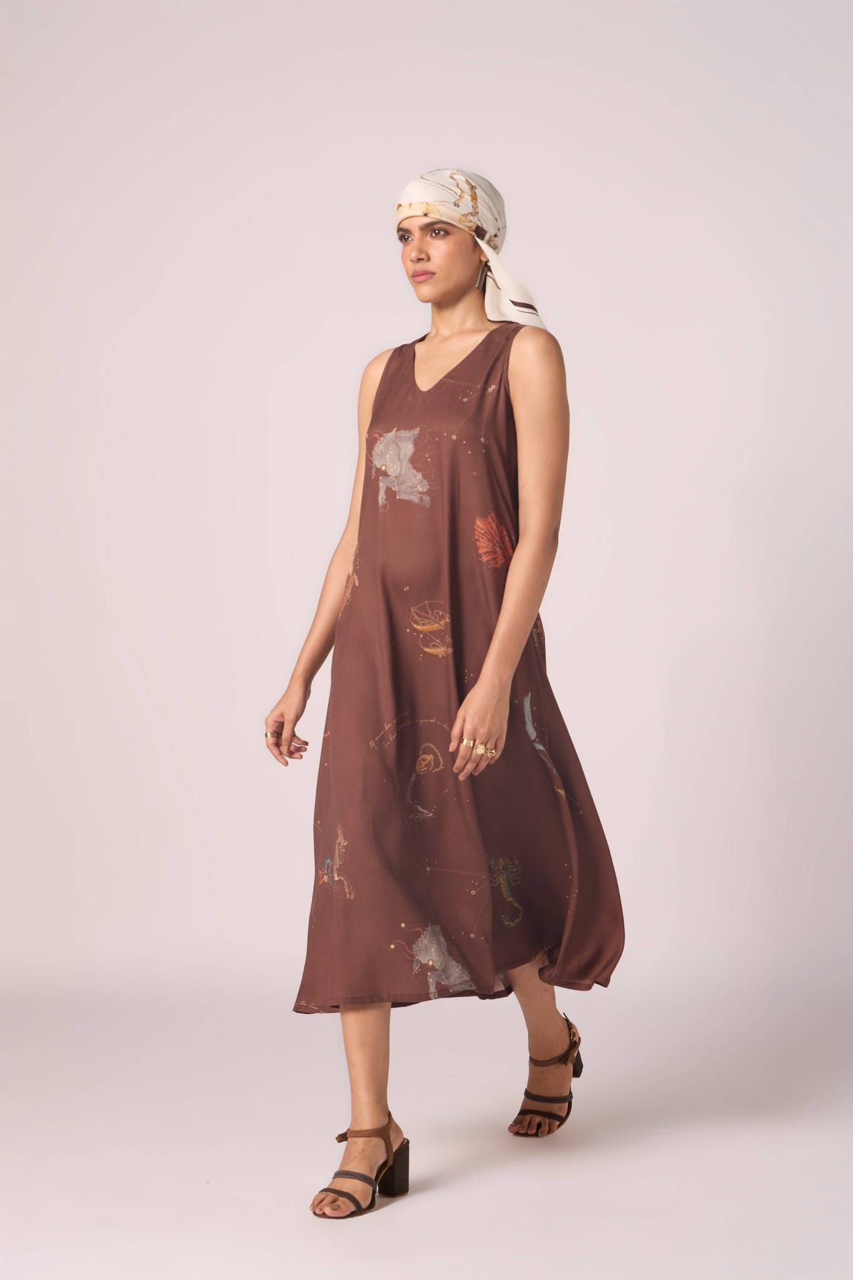 Saira Brown Zodiac Print Maxi Dress - image 7