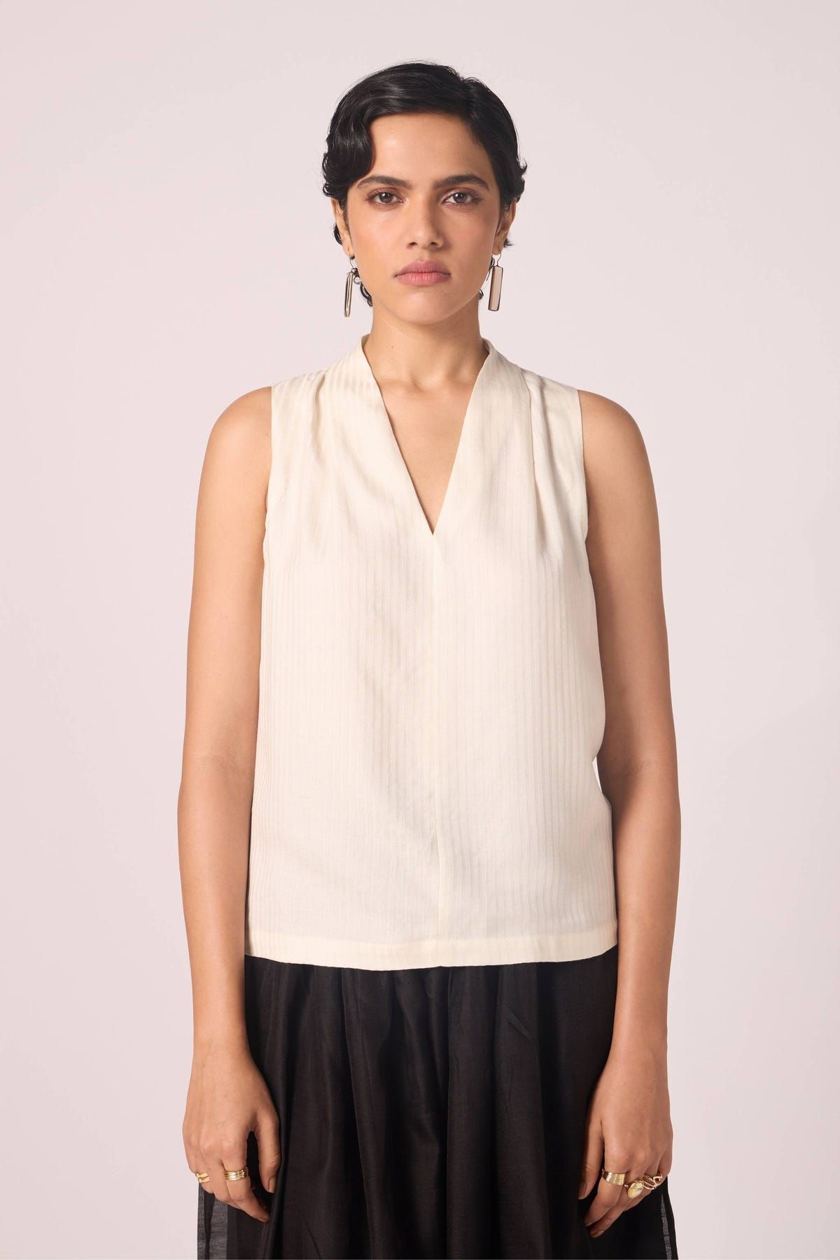 Lumas Off White Silk Top - image 1