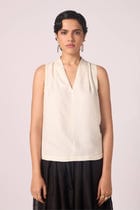 Lumas Off White Silk Top view 1