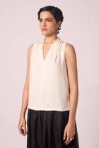 Lumas Off White Silk Top view 2