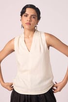 Lumas Off White Silk Top view 6