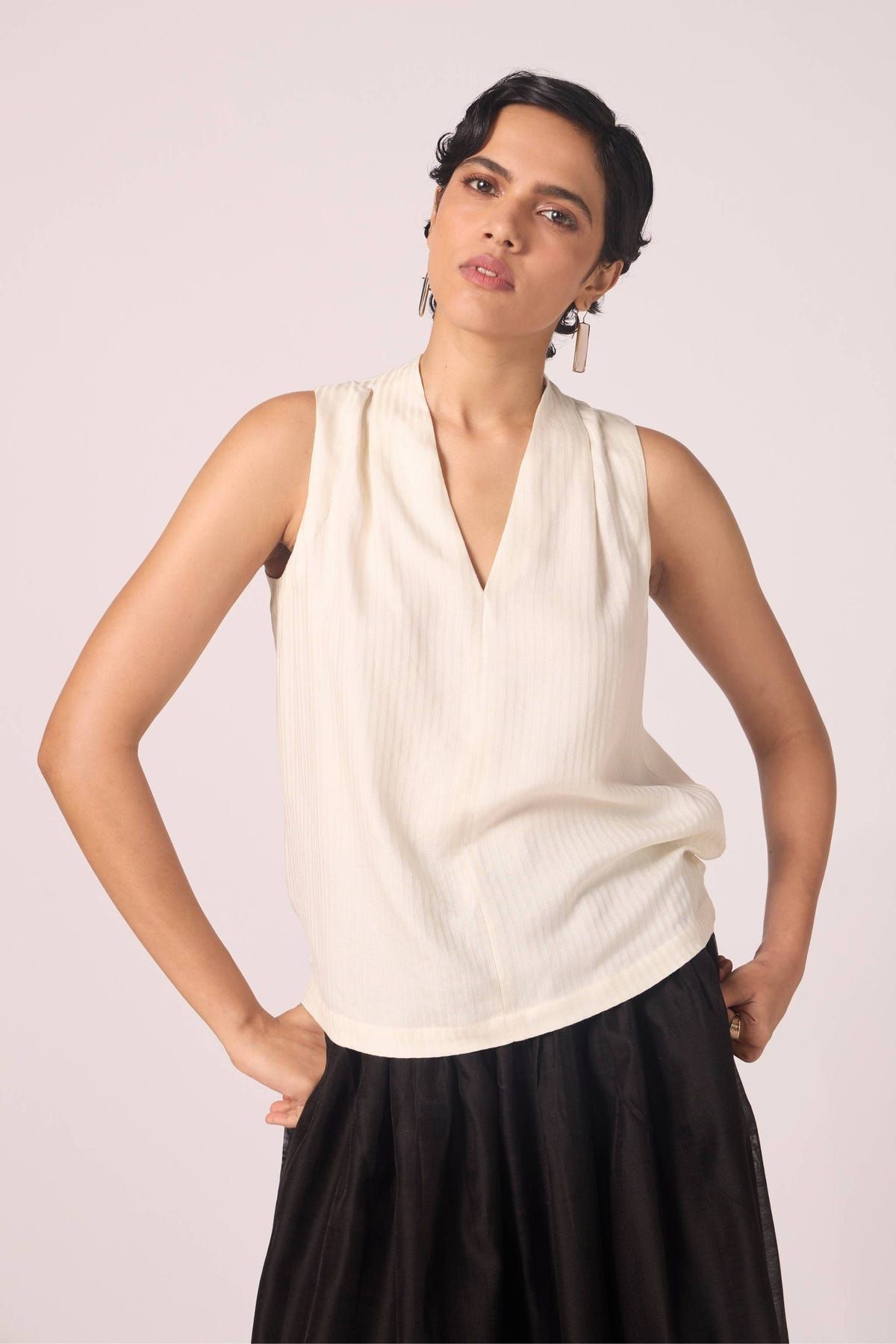 Lumas Off White Silk Top - image 9