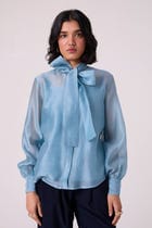 Pavel Blue Handwoven Shirt view 3