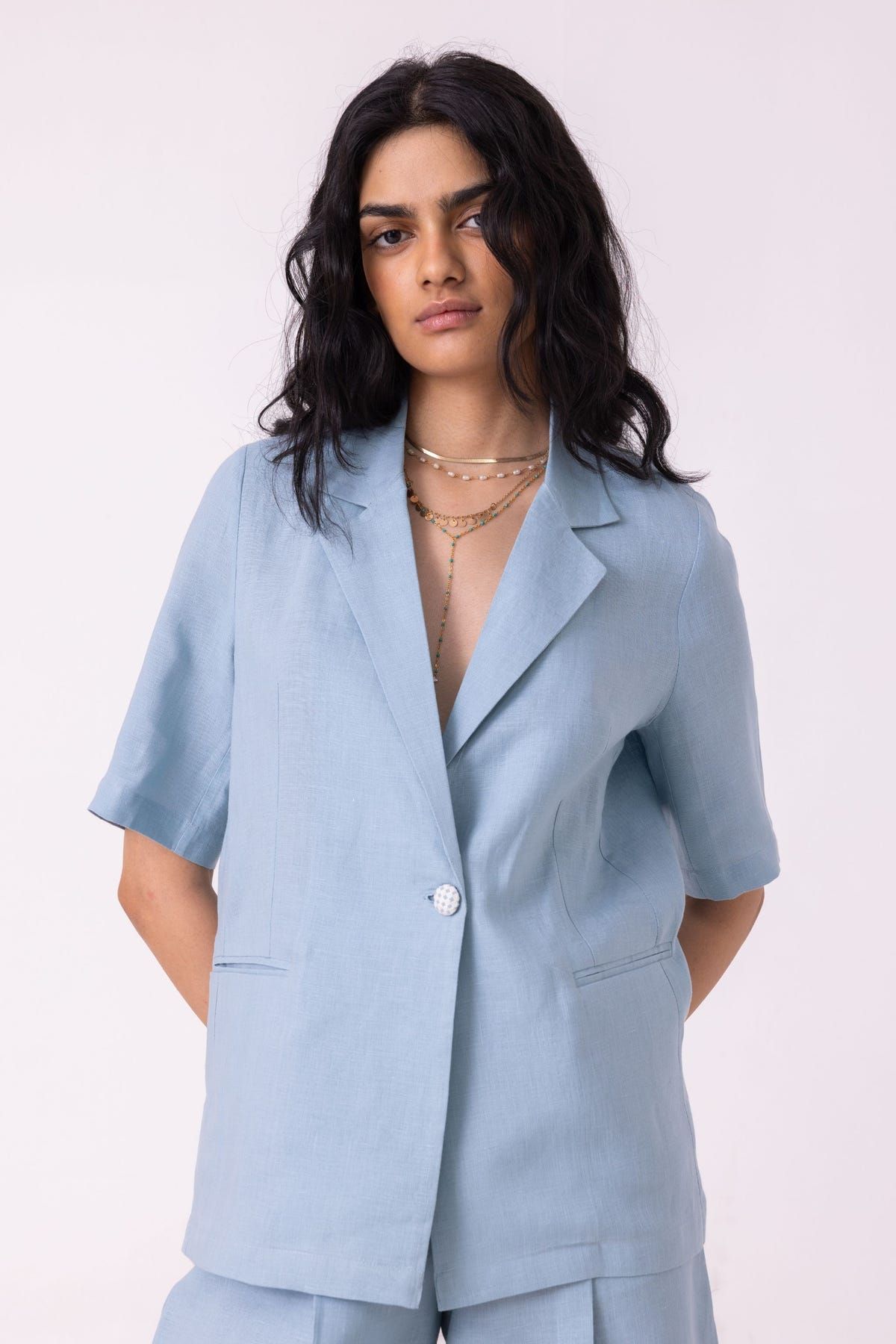 Jo Blue Linen Jacket - image 11