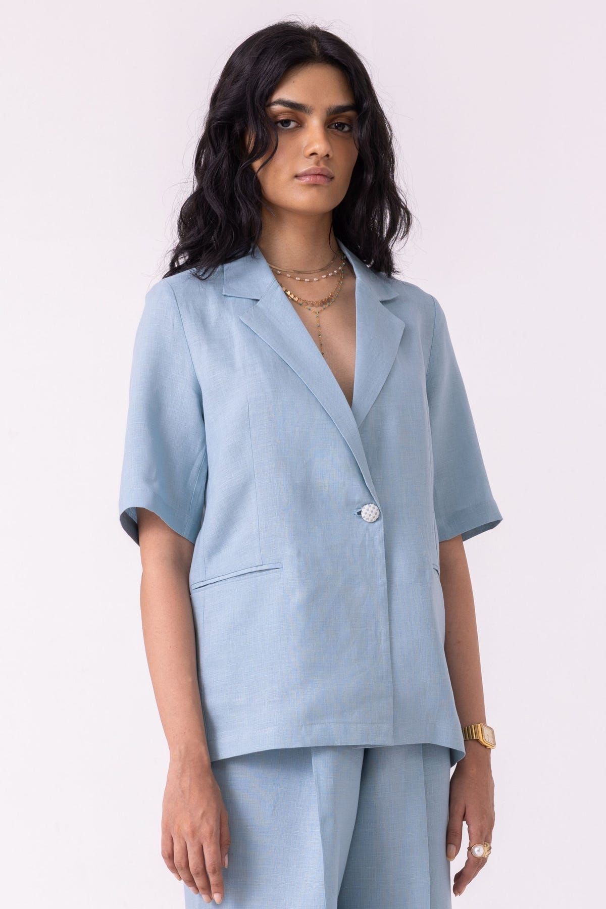 Jo Blue Linen Jacket - image 3
