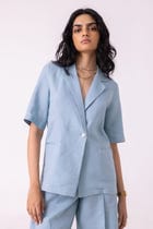 Jo Blue Linen Jacket view 5