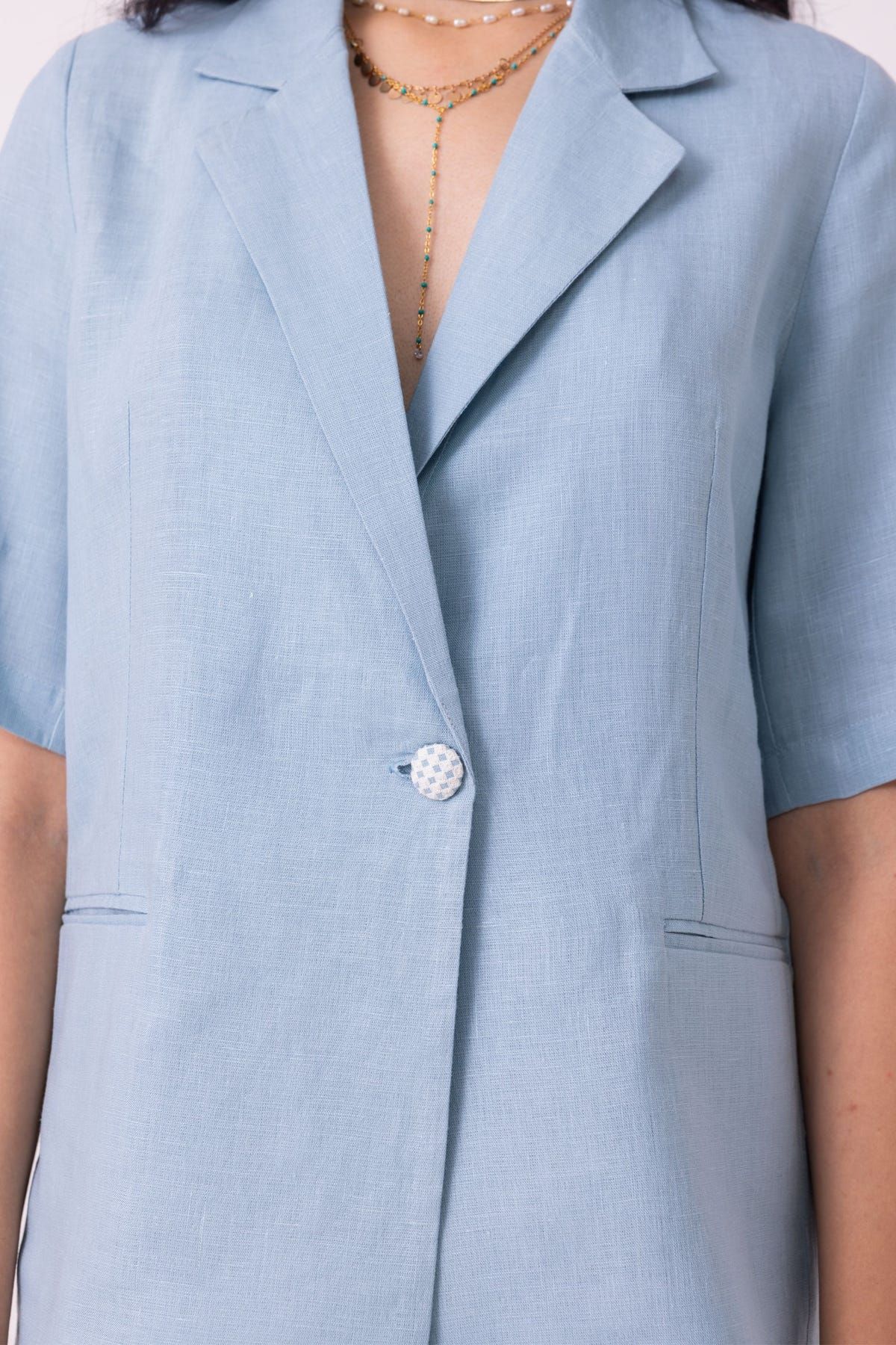 Jo Blue Linen Jacket - image 7