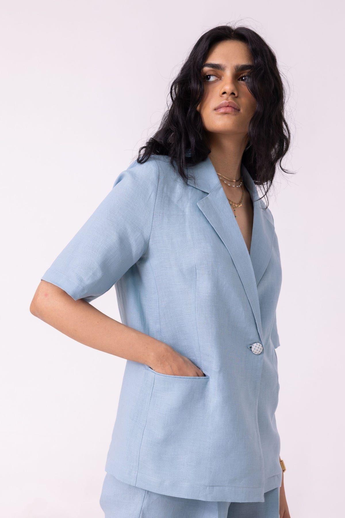 Jo Blue Linen Jacket - image 9