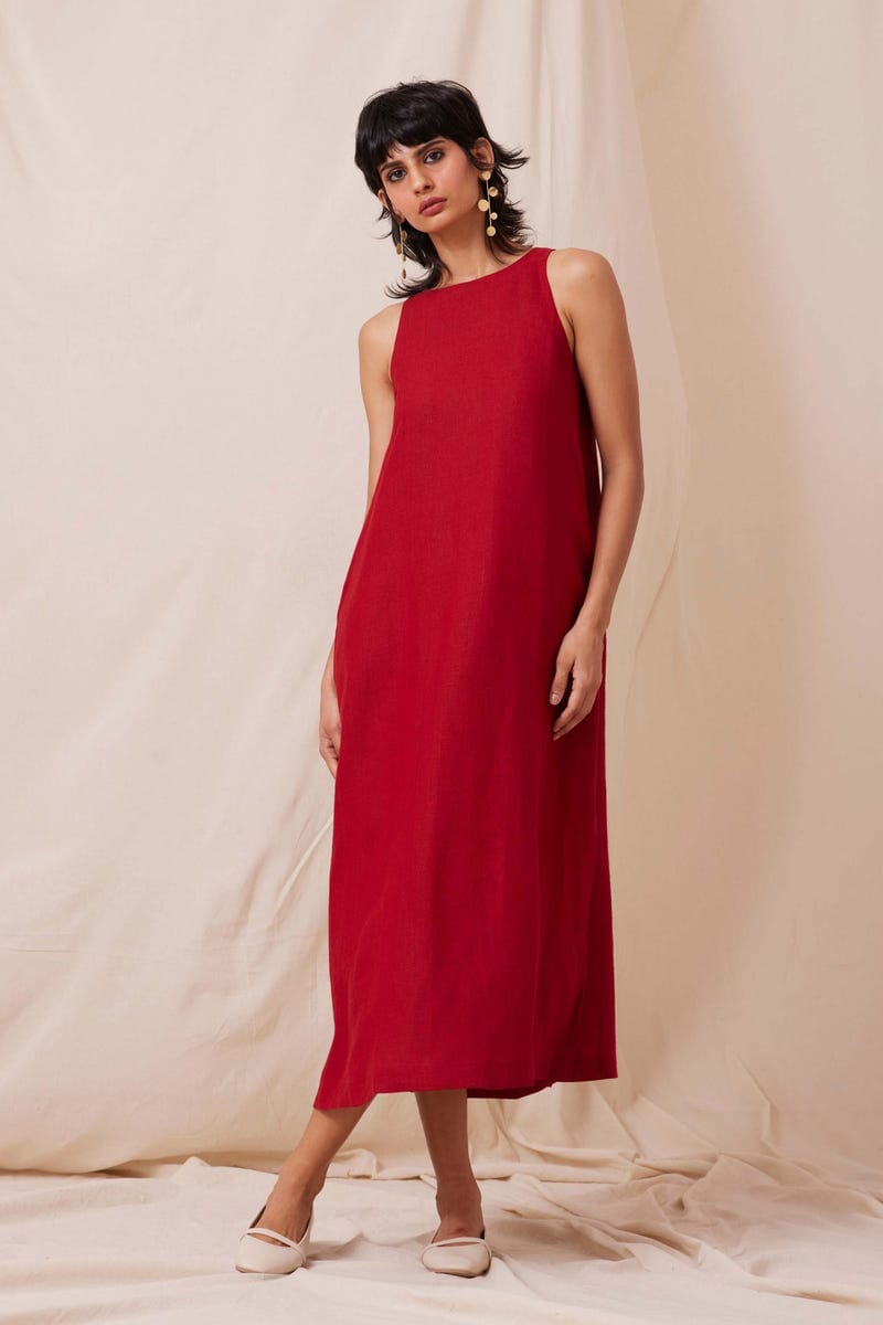 Pippa Red Linen Dress