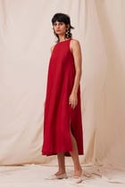 Pippa Red Linen Dress view 4