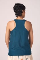 Lyra Blue Silk Top view 3