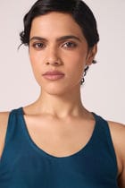 Lyra Blue Silk Top view 4