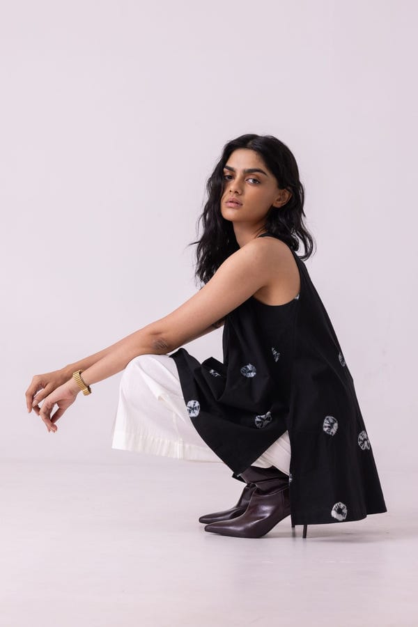 The Summer House — Margo Black Bandhani Handwoven Top