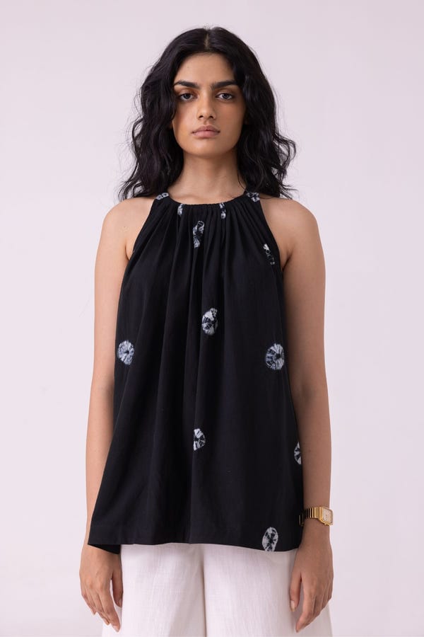 The Summer House — Margo Black Bandhani Handwoven Top