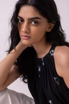 Margo Black Bandhani Handwoven Top view 10
