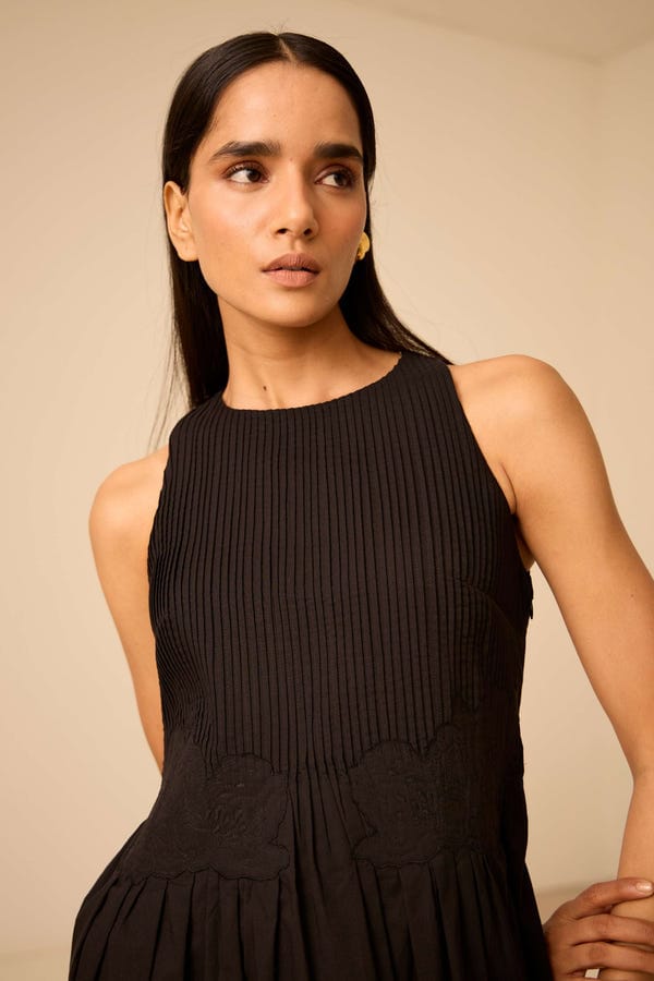 The Summer House — Amani Black Embroidered Dress