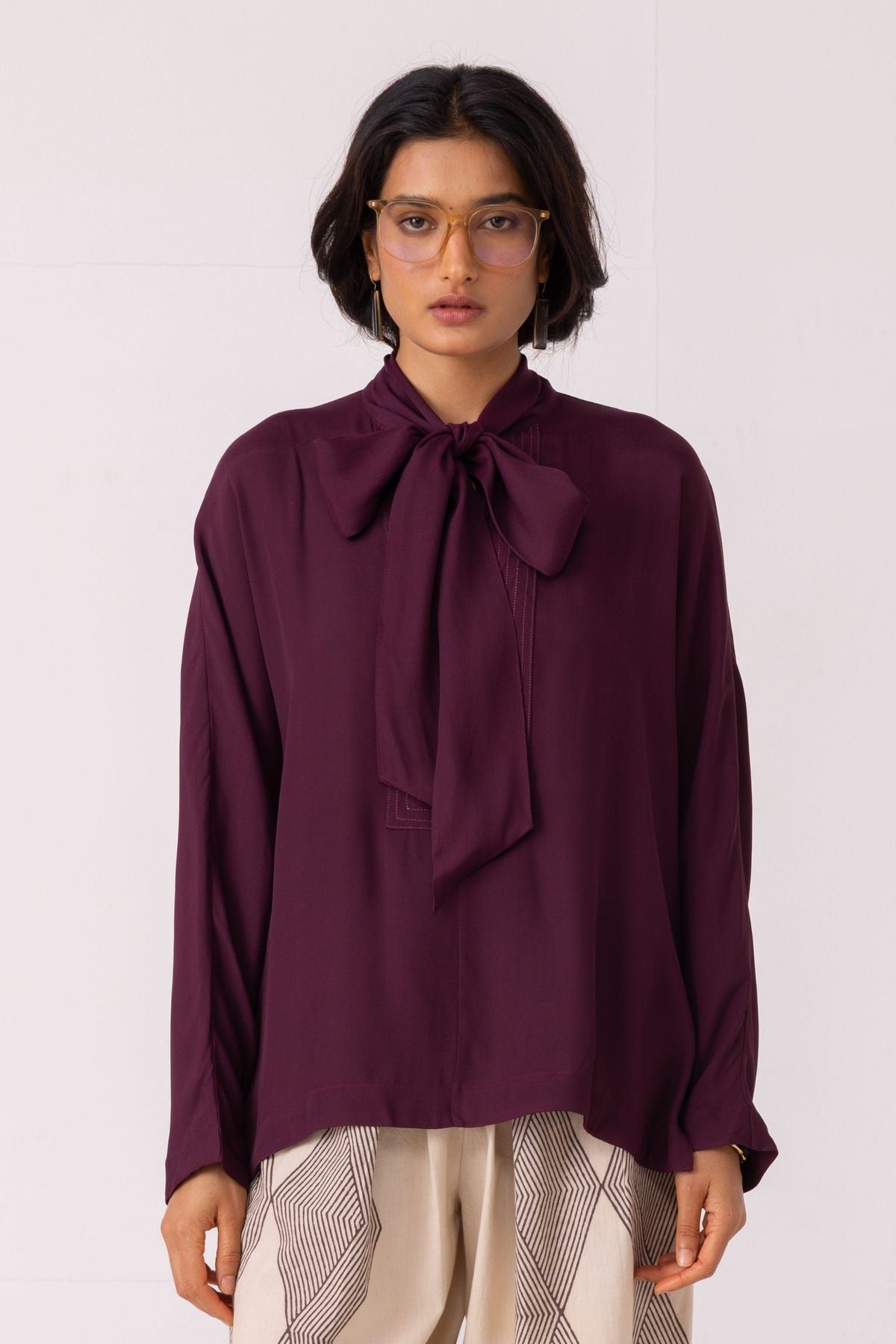 Celie Wine Tie Top - image 1