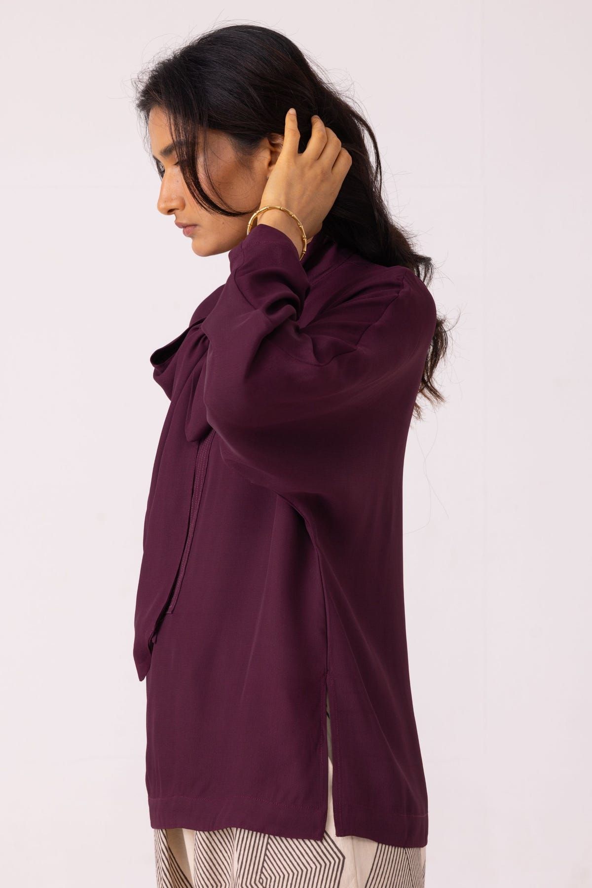 Celie Wine Tie Top - image 3