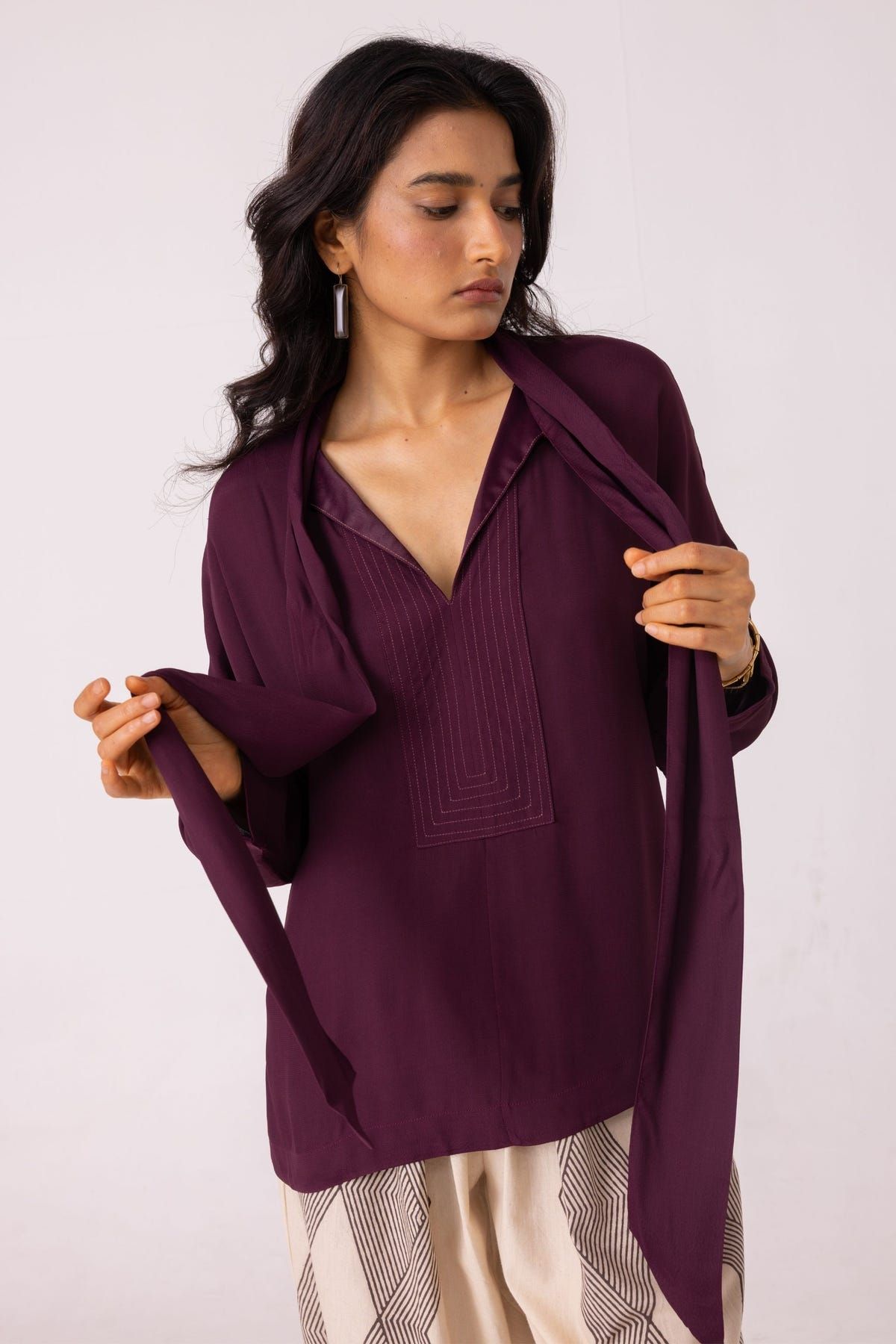 Celie Wine Tie Top - image 6