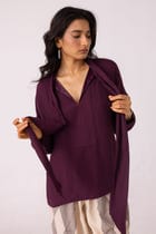 Celie Wine Tie Top view 6