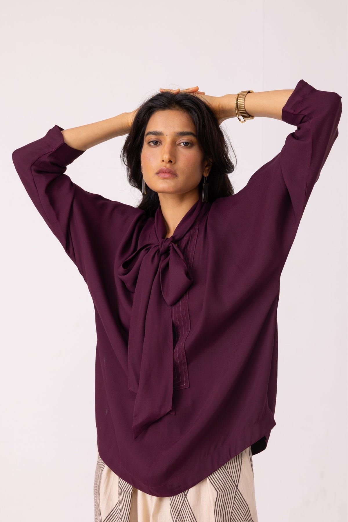 Celie Wine Tie Top - image 9