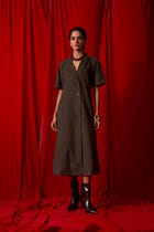 Kamen Olive Needlecord Wrap Dress view 1