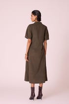 Kamen Olive Needlecord Wrap Dress view 12