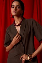 Kamen Olive Needlecord Wrap Dress view 13