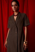Kamen Olive Needlecord Wrap Dress view 2