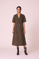 Kamen Olive Needlecord Wrap Dress view 4