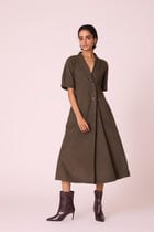 Kamen Olive Needlecord Wrap Dress view 7