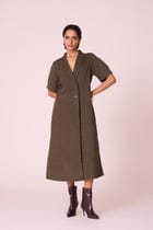 Kamen Olive Needlecord Wrap Dress view 8