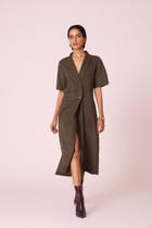 Kamen Olive Needlecord Wrap Dress view 10
