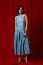 Aleksey Blue Handwoven Maxi Dress view 1