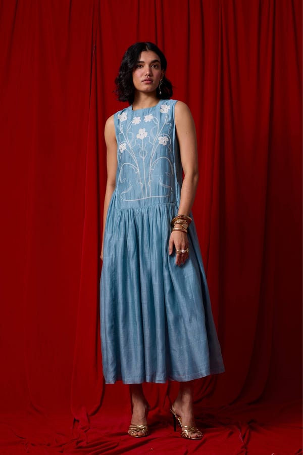 The Summer House — Aleksey Blue Handwoven Maxi Dress