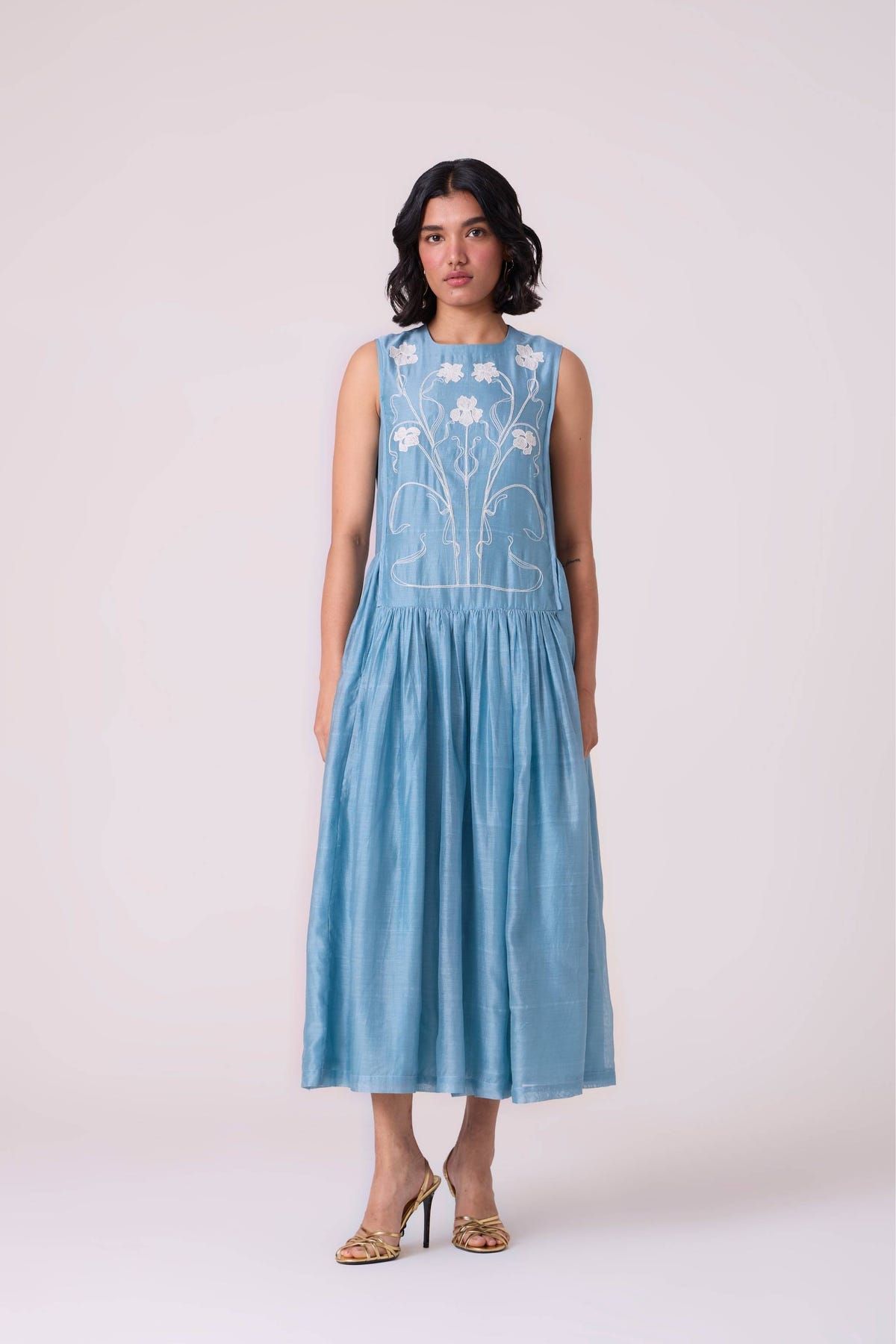 Aleksey Blue Handwoven Maxi Dress - image 3