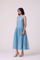 Aleksey Blue Handwoven Maxi Dress view 4