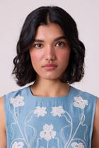 Aleksey Blue Handwoven Maxi Dress view 7