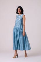 Aleksey Blue Handwoven Maxi Dress view 9