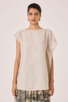 Janith Beige Linen Top view 2
