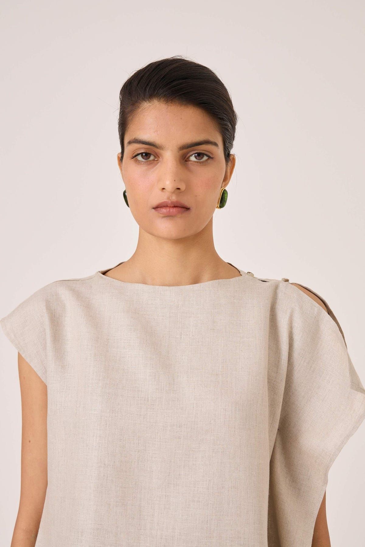 Janith Beige Linen Top - image 4